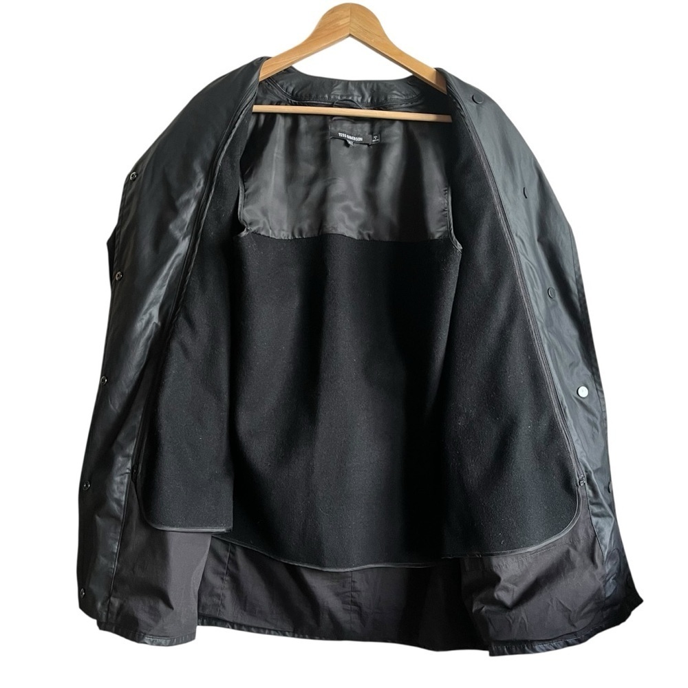 Tess Giberson Asymmetrical Zip Rain Jacket Black Nylon Shell Size 2 - Picture 10 of 14